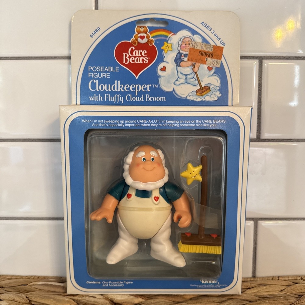 Care Bears Cloudkeeper Figure‎ w/ Fluffy Cloud Broom Kenner #61460 1984 NEW!